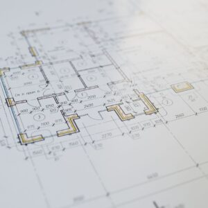 Mimari ve mekanik proje planı yakın çekim