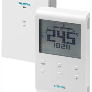 Siemens RDE100.1RFS kablosuz oda termostatı seti — oda ünitesi ve alıcı